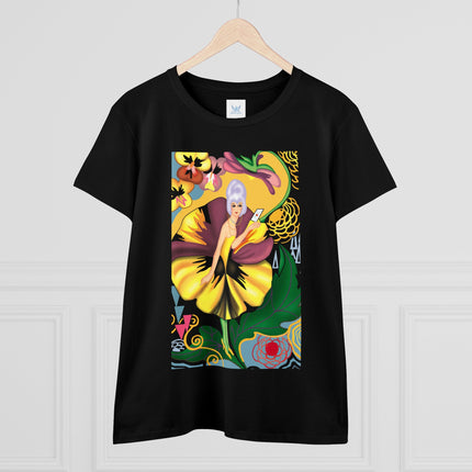 Women's Enchanted Pansy Print Midweight Cotton Tee