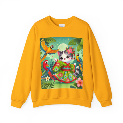Parrot Dance of the Geisha Kitten Heavy Blend™ Crewneck Sweatshirt