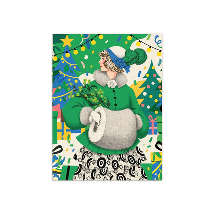 🌿🎄 The Emerald Holly Christmas Ceramic Tile – Art Deco Holiday Elegance