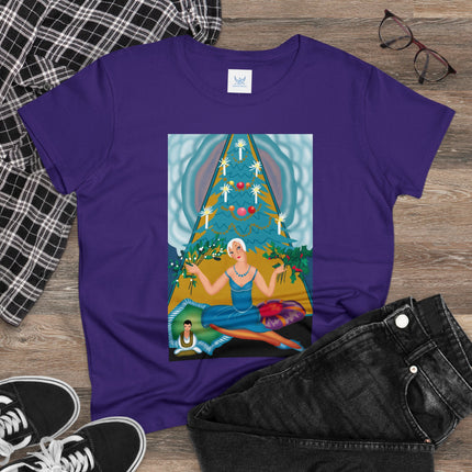 Art Deco Christmas Elegance Women's Midweight Cotton Tee