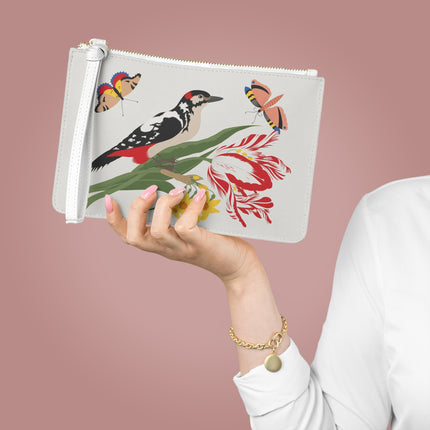 Woodpecker & Tulip Clutch Bag – Vibrant Energy & Cheerful Charm