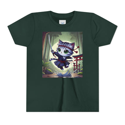 Moonlit Samurai Kitty Youth Short Sleeve Tee