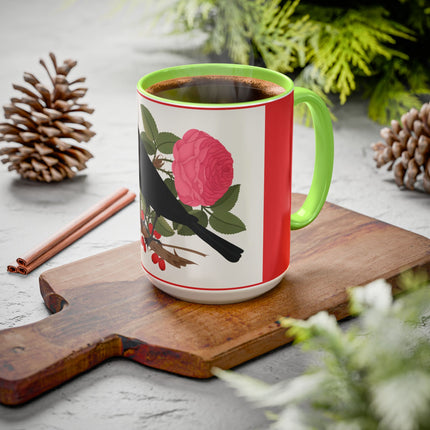 Blackbird & Rose Colorful Mugs – Timeless Elegance & Nature's Harmony