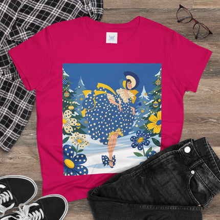 ❄️💙 The Bluebell Christmas Promenade Cotton Tee – Art Deco Holiday Elegance