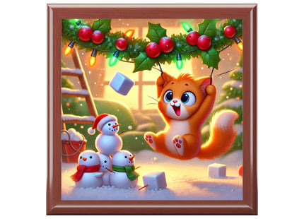 Naughty or Nice Kitten Christmas Jewelry Box