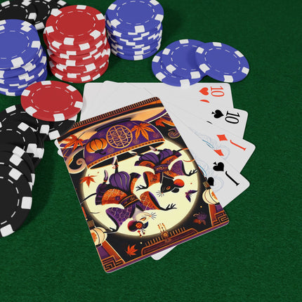 Theatrical Halloween Kabuki Mice on Teacup Playing Cards