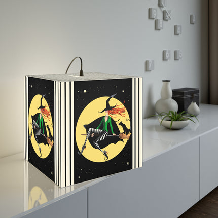 A Witch’s Moonlit Flight Light Cube Lamp