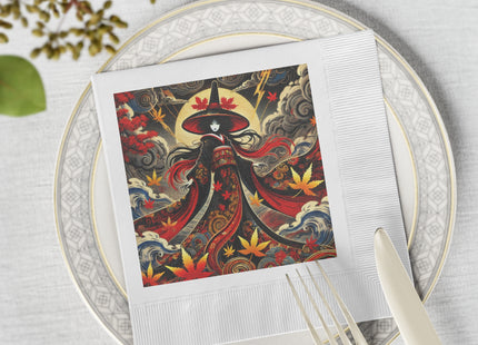 Kabuki Witch White Coined Napkins