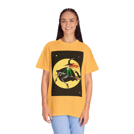 A Witch’s Moonlit Flight Unisex Garment-Dyed T-shirt