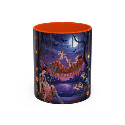 🌙🎃 Moonlit Mischief In The Pumpkin Grove Colorful Mug – Whimsical Halloween Fantasy