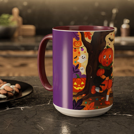 🎃🐈‍⬛ The Pumpkin Child’s Halloween Parade Colorful Mug – Whimsical Storybook Charm