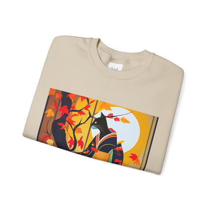 Black Cat in Kimono Unisex Heavy Blend™ Crewneck Sweatshirt