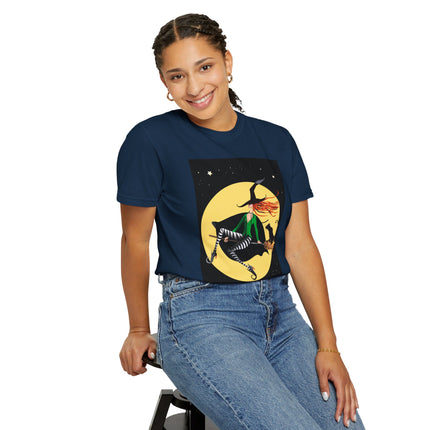 A Witch’s Moonlit Flight Unisex Garment-Dyed T-shirt