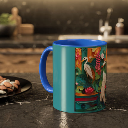 Elegant Egret Oasis Colorful Mugs (11oz, 15oz)