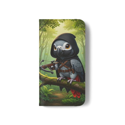 🪶🌲 The African Grey Sentinel Flip Case – Quiet Strength & Woodland Adventure