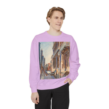 Gondola Moorings on the Grand Canal by John Singer Sargent Unisex Garment-Dyed Sweatshirt