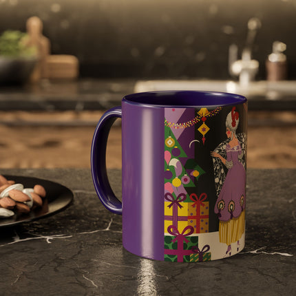 🎁✨ The Lavender Christmas Masquerade Colorful Mug – Art Deco Holiday Fantasy