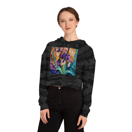 The Elegant Iris Flower Women’s Cropped Hooded Sweatshirt