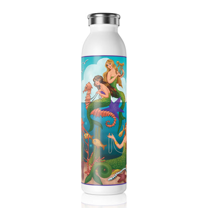 Three Mermaids with Strings of Pearls by Carlo Chiostri Slim Water Bottle