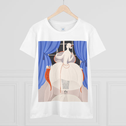 🦢💎 The Ivory Midnight Muse Cotton Tee – Art Deco Fashion Elegance