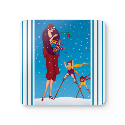 Snowfall & Couture Corkwood Coaster Set