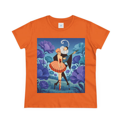 🎭🌺 The Garden Duet Cotton Tee – Art Deco Musical Whimsy