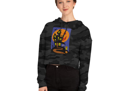 Halloween Night at the Haunted House Women’s Cropped Hooded Sweatshirt