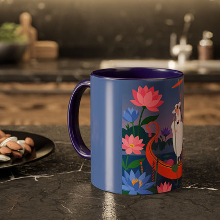 The Lady Of The Lotus Voyage Colorful Mugs – Art Deco Botanical Elegance