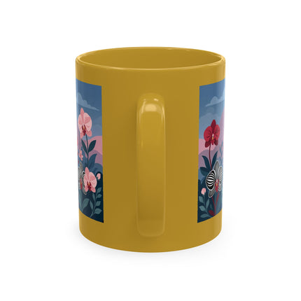 🖤🌸 The Lady Of The Striped Orchid Garden Ceramic Mug – Art Deco Fashion Elegance