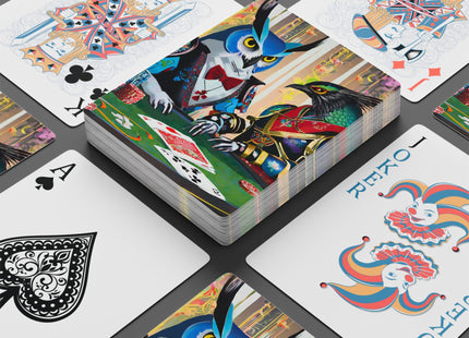 Cyberpunk Owl & Raven Playing Cards