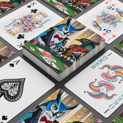 Cyberpunk Owl & Raven Playing Cards