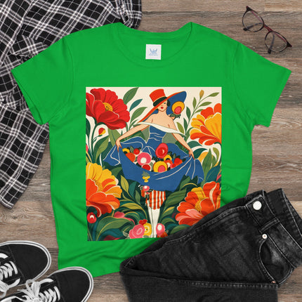 🌺🎩 The Grand Flower Market Cotton Tee – Art Deco Floral Fashion