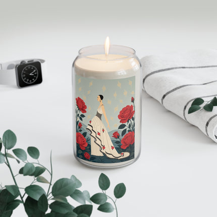 🌹🤍 The Lady Of The Scarlet Rose Garden Scented Soy Candle – Art Deco Floral Elegance