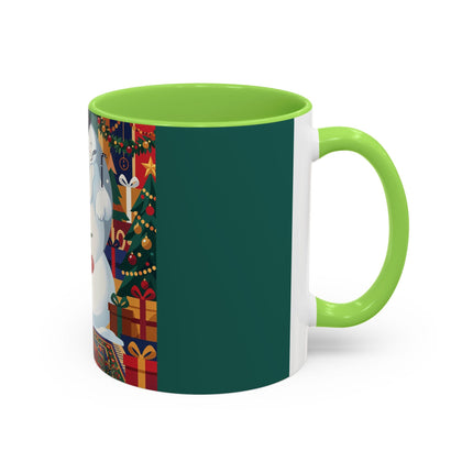 ☃️🎄 The Snowman's Christmas Companion Colorful Mug – Art Deco Holiday Fantasy