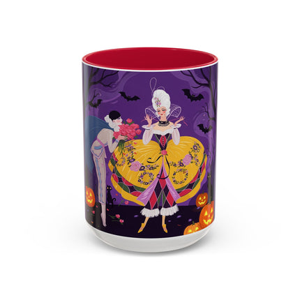 🎭🌹 The Harlequin Rose Masquerade Colorful Mug – Theatrical Halloween Romance