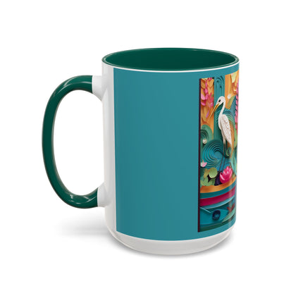 Elegant Egret Oasis Colorful Mugs (11oz, 15oz)