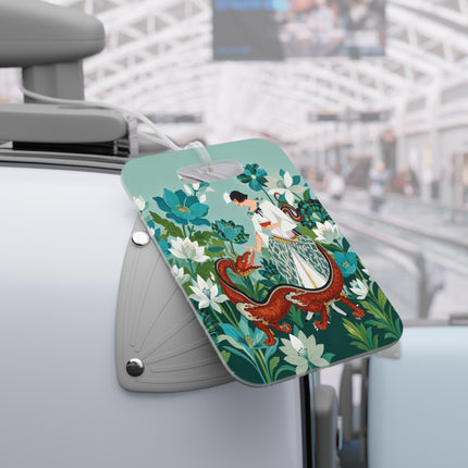 🐉🌿 The Dragon Keeper Luggage Tag – Art Deco Floral Fantasy