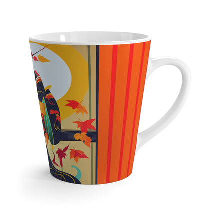 Black Cat in Kimono Latte Mug