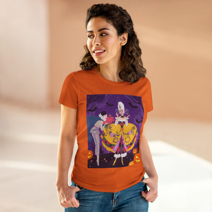 🎭🌹 The Harlequin Rose Masquerade Cotton Tee – Theatrical Halloween Romance