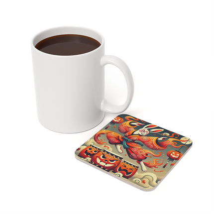 Jack-O’-Lantern Drums & The Kabuki Rabbit Cork Back Coaster