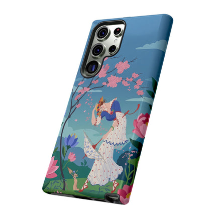 🌸☂️ The Lady Of The Falling Blossoms Phone Case – Art Deco Garden Whimsy
