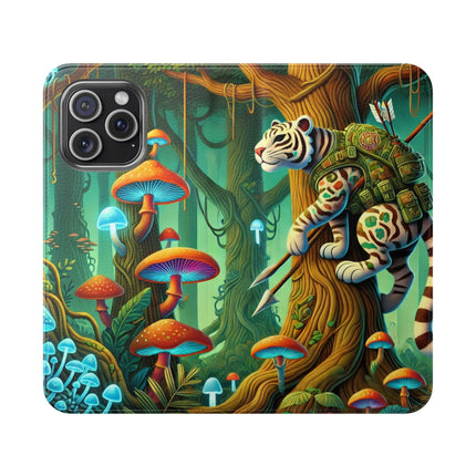 🐅🌿 Silent Stripes Flip Case – Stealth, Grace & Enchanted Forest