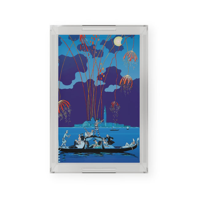 Fireworks in Venice by George Barbier Acrylic Serving Tray