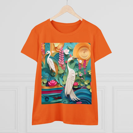 Elegant Egret Oasis Women's Midweight Cotton Tee
