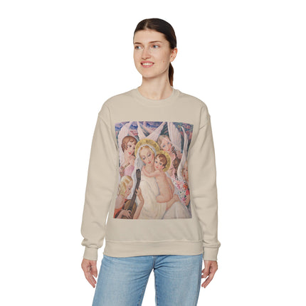 Madonna with Child Surrounded by Musical Angels by Gerda Wegener Heavy Blend™ Crewneck Sweatshirt