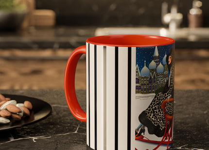 Elegant Winter Woman in Sleigh Colorful Mugs (11oz, 15oz)