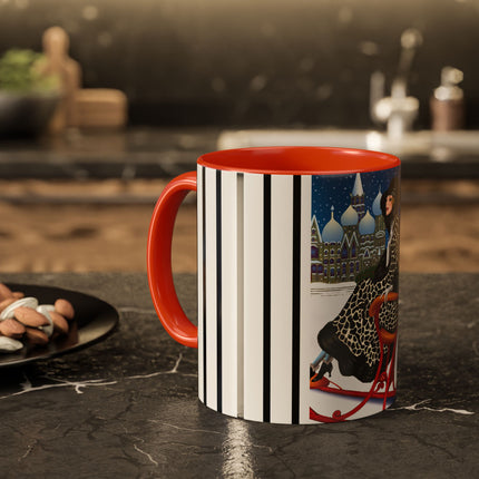 Elegant Winter Woman in Sleigh Colorful Mugs (11oz, 15oz)
