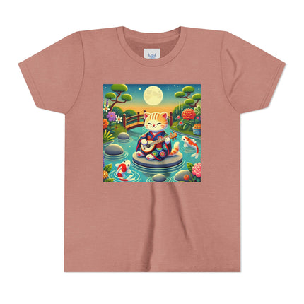 Melodic Kitten by the Koi Pond Youth Short Sleeve Tee