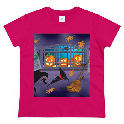 Whimsical Halloween Mischief Women's Midweight Cotton Tee