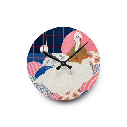 🌙🪶 The Lady Of The Midnight Salon Acrylic Wall Clock – Art Deco Bohemian Elegance